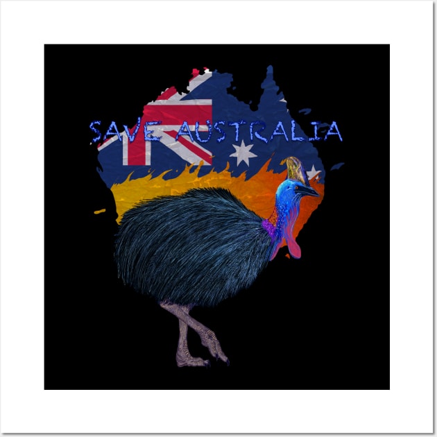 Save Australia Cassowary Wall Art by AlexandraHallPinner